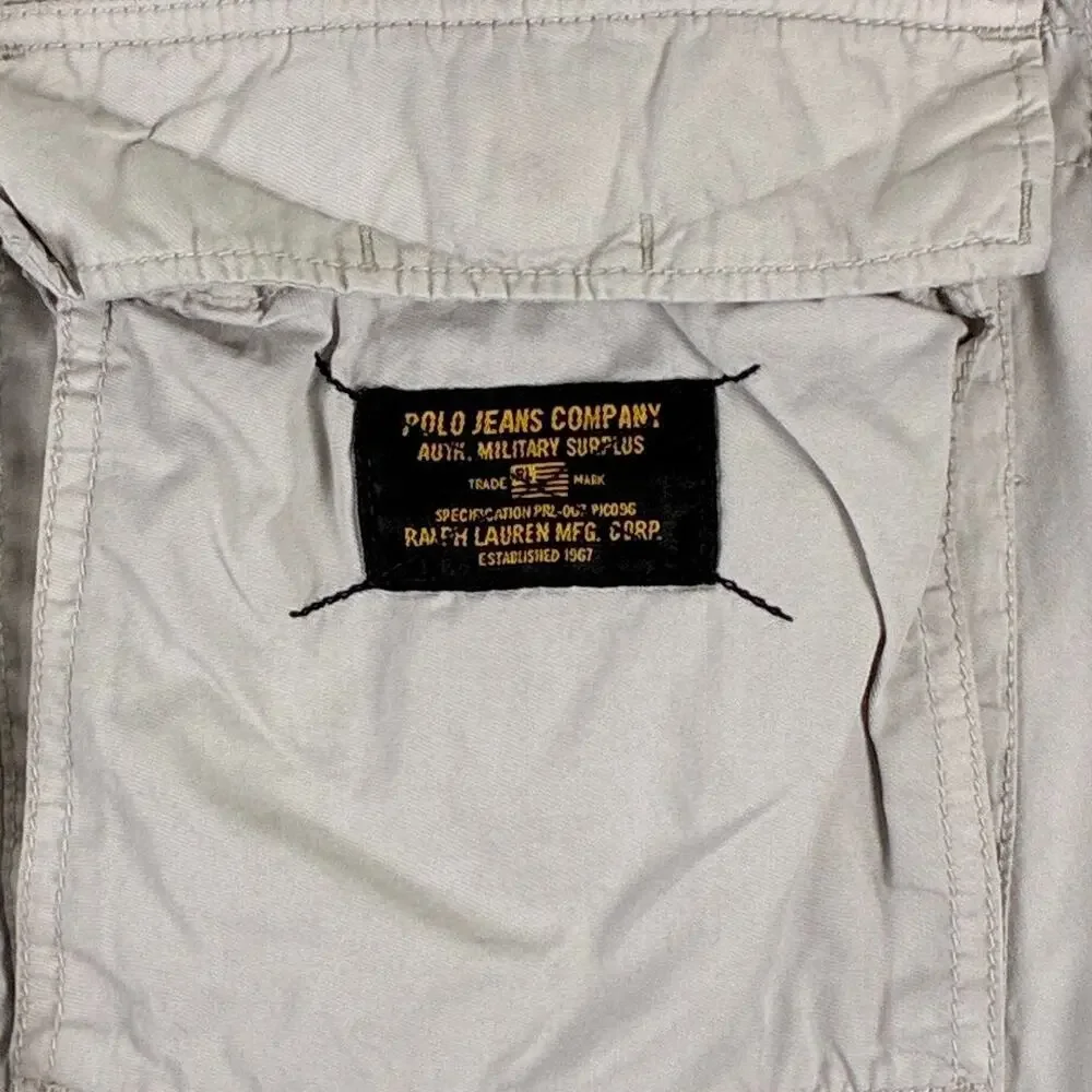 VTG Polo Jeans Co Ralph Lauren Cargo Shorts Mens 38 Khaki Skate Baggy Army Y2K